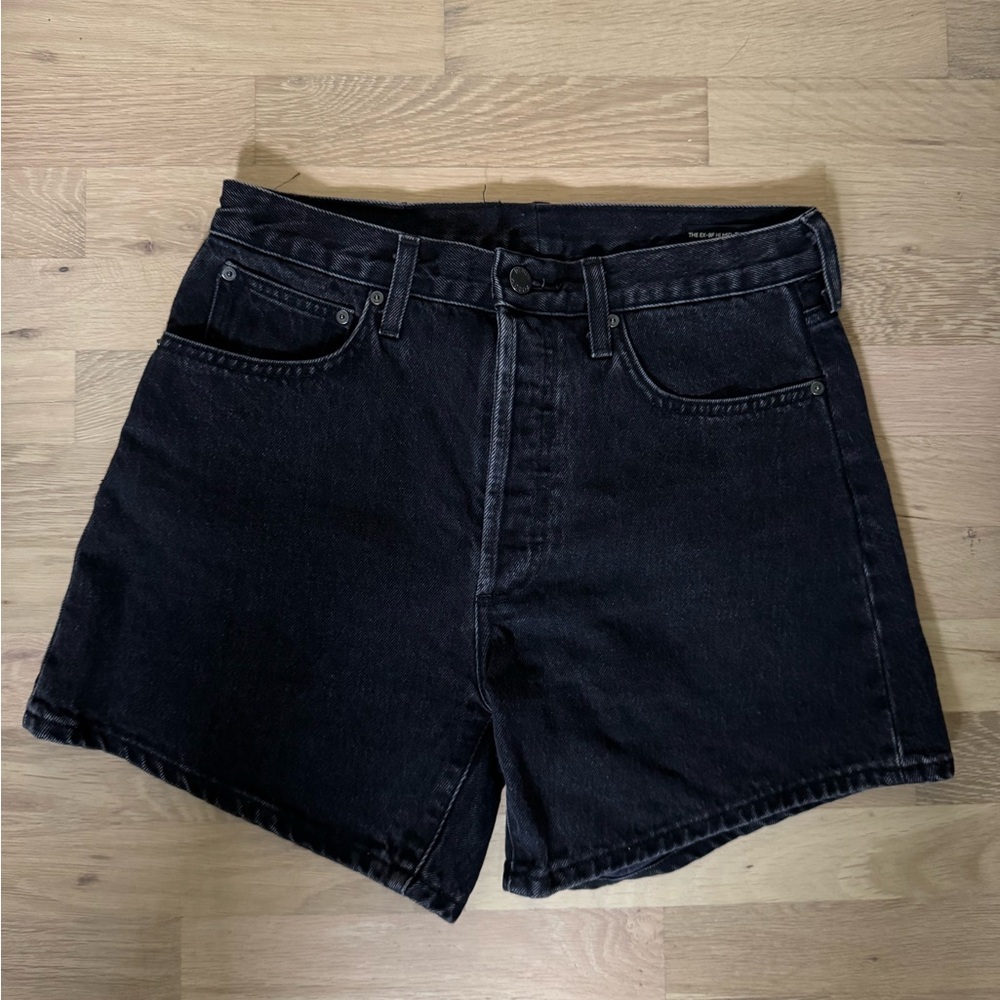 Black Denim Forum Boyfriend Shorts